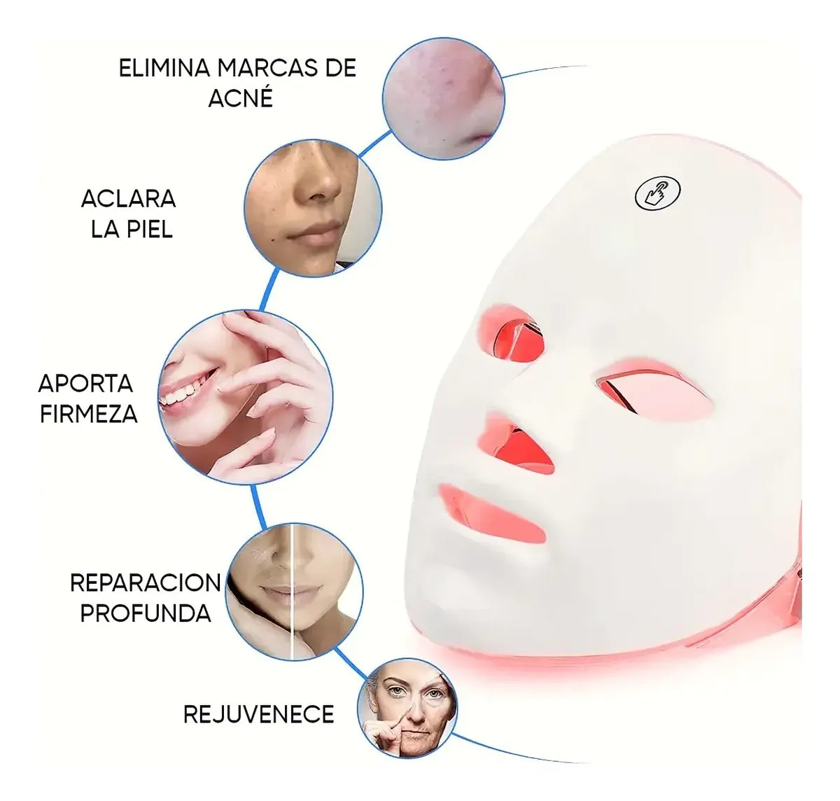 Máscara Facial LED 7 Colores
